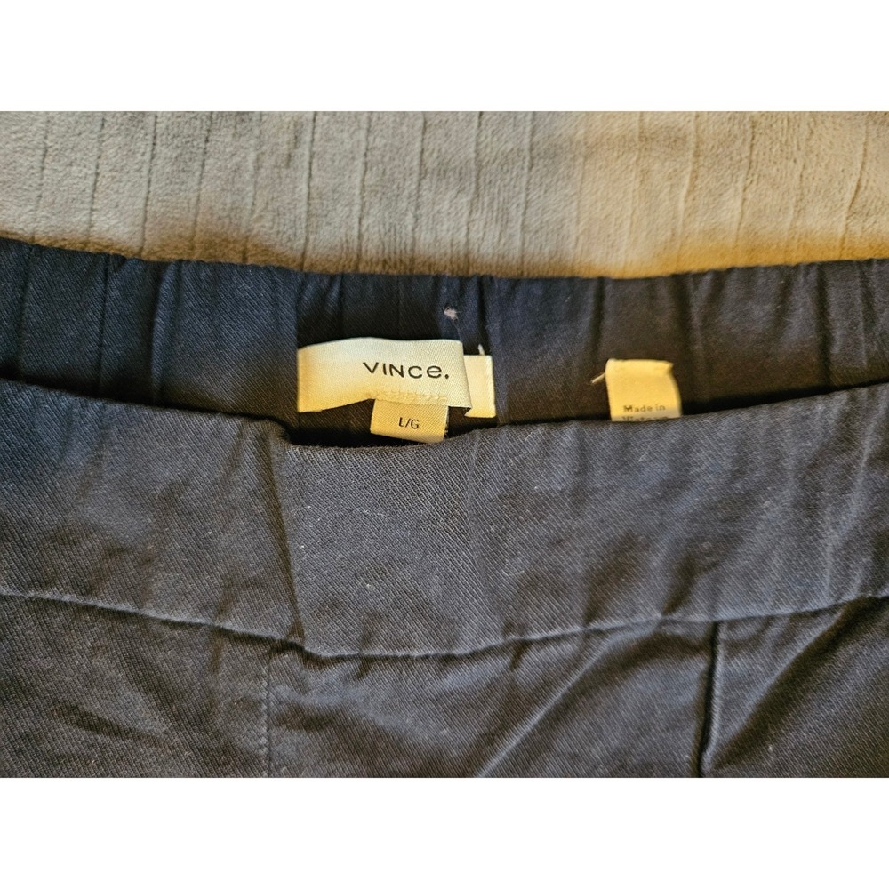 Vince Womens Cotton Pintuck Pull On Straight Leg Cropped Pants Black Large